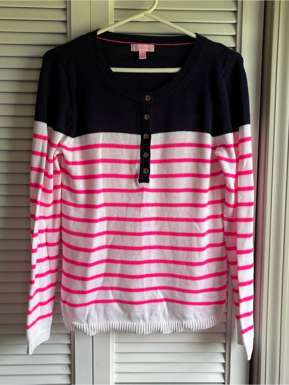 Lilly Pulitzer Navy, White & Hot Pink Striped Sweater